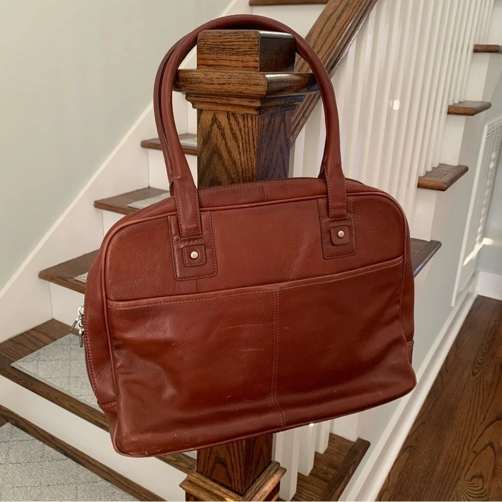 Liz Claiborne Brown Leather Laptop Briefcase Computer Bag